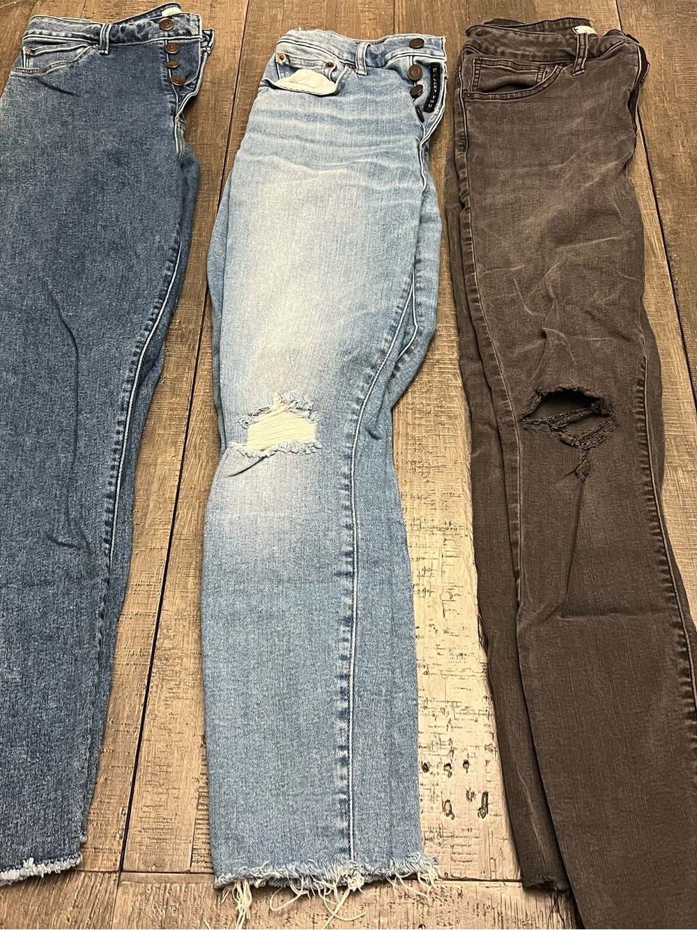 Abercrombie & Fitch Trio: Dark Blue, Light Blue & Washed Brown Cropped Jeans